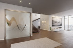 Milieu Loft Wohnzimmer mit Sinus 2 Klassisch Matt Ganzglas Doppelflügeltür mit Motiv matt - Erkelenz