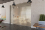 Milieubild von Sinus 2 Motiv klar Glasschiebetür mit zwei festen Seitenteilen und Oberlicht DORMA MANET Variante 1 - Erkelenz