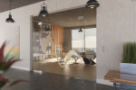 Milieubild von Sinus 2 Motiv matt 2-flg. Glaspendeltür mit zwei festen Seitenteilen und Oberlicht DORMA Mundus BTS Variante 12 - Erkelenz