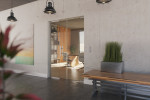 Milieubild von Algo Motiv matt Glaspendeltür mit festem Seitenteil DORMA Mundus BTS Variante 2 - Erkelenz