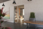 Milieubild von Amara Motiv matt Glaspendeltür mit festem Seitenteil DORMA Mundus BTS Variante 2 - Erkelenz