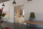 Milieubild von Selina Motiv klar Glaspendeltür mit festem Seitenteil DORMA Mundus BTS Variante 2 - Erkelenz