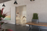 Milieubild von Sinus 2 Motiv klar Glaspendeltür mit festem Seitenteil DORMA Mundus BTS Variante 2 - Erkelenz