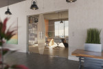 Milieubild von Amara Motiv matt 2-flg. Glaspendeltür mit festem Seitenteil DORMA Mundus BTS Variante 5 - Erkelenz