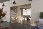 Milieubild von Amara Motiv matt 2-flg. Glaspendeltür mit zwei festen Seitenteilen DORMA Mundus BTS Variante 6 - Erkelenz