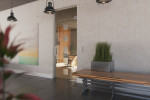 Milieubild von Cinque Motiv matt Glaspendeltür mit Oberlicht DORMA Mundus BTS Variante 7 - Erkelenz