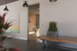 Milieubild von Pescara Motiv matt Glaspendeltür mit Oberlicht DORMA Mundus BTS Variante 7 - Erkelenz