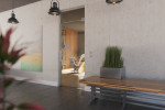Milieubild von Sinus 2 Motiv matt Glaspendeltür mit Oberlicht DORMA Mundus BTS Variante 7 - Erkelenz