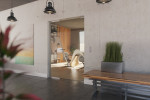 Milieubild von Sinus 2 Motiv matt Ganzglastür mit festem Seitenteil DORMA Mundus Variante 1 - Erkelenz