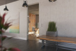 Milieubild von Pescara Motiv matt Glaspendeltür mit Oberlicht DORMA Tensor Variante 1 - Erkelenz
