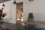 Milieubild von Sinus 2 Motiv matt Glaspendeltür mit Oberlicht DORMA Tensor Variante 1 - Erkelenz