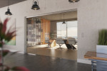 Milieubild von Bahia Motiv matt 2-flg. Glasschiebetür mit zwei festen Seitenteilen Sigma Flexible Variante 3 - Erkelenz