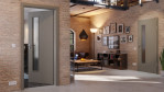 Main-Milieuansicht von Hygge Grau RAL 7037 LA 24 schlossseitig Mattlack Basic Innentür - Huga