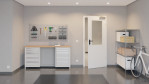 Front-Flur-Milieuansicht von GARANT Rauchschutztür D354-60 Designer White Resopal mit Lichtausschnitt LA-6