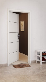 CloseUp-Milieuansicht von GARANT Wohnungseingangstür Corona 830 Weiß Struktur Premium CePaL