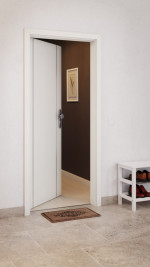 CloseUp-Milieuansicht von GARANT Wohnungseingangstür Corona 851 Weiß Struktur Premium CePaL