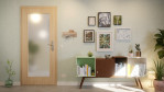 Front-Milieuansicht von GARANT Wohnungseingangstür Authentic Achat CePaL mit Lichtausschnitt LA-2