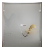 Bild von Sinus 2 Klassisch Matt Ganzglas Doppelflügeltür mit Motiv klar - Erkelenz
