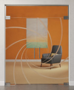 Bild von Cristall Motiv matt 2-flg. Glaspendeltür mit Oberlicht DORMA Mundus BTS Variante 10 - Erkelenz