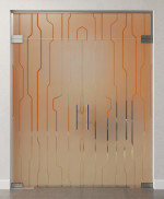 Bild von Curves Motiv klar 2-flg. Glaspendeltür mit Oberlicht DORMA Mundus BTS Variante 10 - Erkelenz