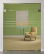 Bild von Quer Motiv matt 2-flg. Glaspendeltür mit Oberlicht DORMA Mundus BTS Variante 10 - Erkelenz