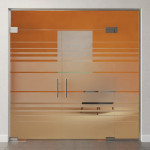 Bild von Selina Motiv matt 2-flg. Glaspendeltür mit einem Seitenteil und Oberlicht DORMA Mundus BTS Variante 11 - Erkelenz