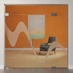 Bild von Sinus 2 Motiv matt 2-flg. Glaspendeltür mit einem Seitenteil und Oberlicht DORMA Mundus BTS Variante 11 - Erkelenz