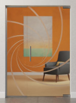 Bild von Cristall Motiv matt Glaspendeltür mit festem Seitenteil DORMA Mundus BTS Variante 2 - Erkelenz