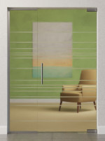 Bild von Quer Motiv matt Glaspendeltür mit festem Seitenteil DORMA Mundus BTS Variante 2 - Erkelenz