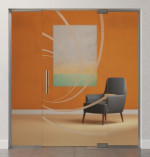 Bild von Cristall Motiv matt Glaspendeltür mit zwei festen Seitenteilen DORMA Mundus BTS Variante 3 - Erkelenz