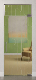 Bild von Curves Motiv matt Glaspendeltür mit Oberlicht DORMA Mundus BTS Variante 7 - Erkelenz