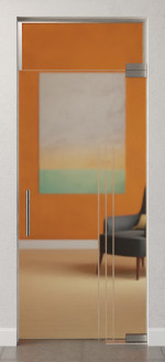 Bild von Vertigo Motiv matt Glaspendeltür mit Oberlicht DORMA Mundus BTS Variante 7 - Erkelenz