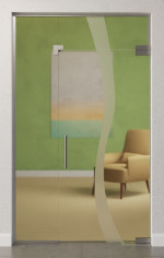 Bild von Bergamo Motiv matt Glaspendeltür mit festem Seitenteil und Oberlicht DORMA Mundus BTS Variante 8 - Erkelenz