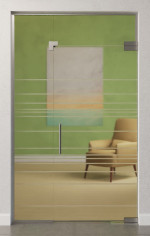 Bild von Quer Motiv matt Glaspendeltür mit festem Seitenteil und Oberlicht DORMA Mundus BTS Variante 8 - Erkelenz