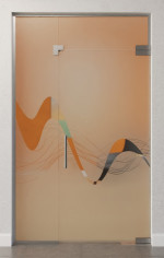 Bild von Sinus 2 Motiv klar Glaspendeltür mit festem Seitenteil und Oberlicht DORMA Mundus BTS Variante 8 - Erkelenz