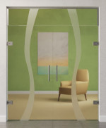 Bild von Bergamo Motiv matt 2-flg. Glaspendeltür mit Oberlicht DORMA Tensor Variante 2 - Erkelenz