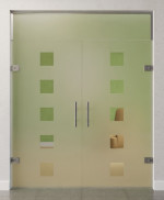 Bild von Cinque Motiv klar 2-flg. Glaspendeltür mit Oberlicht DORMA Tensor Variante 2 - Erkelenz