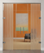 Bild von Linie 1 Motiv matt 2-flg. Glaspendeltür mit Oberlicht DORMA Tensor Variante 2 - Erkelenz