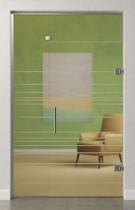 Bild von Quer Motiv matt Glaspendeltür mit festem Seitenteil und Oberlicht DORMA Tensor Variante 3 - Erkelenz