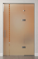 Bild von Algo Motiv klar Glaspendeltür mit festem Seitenteil und Oberlicht DORMA Tensor Glas an Glas Variante 4 - Erkelenz