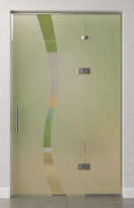 Bild von Bergamo Motiv klar Glaspendeltür mit festem Seitenteil und Oberlicht DORMA Tensor Glas an Glas Variante 4 - Erkelenz