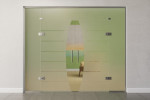 Frontbild farbig von Amara Motiv klar 2-flg. Glaspendeltür mit zwei festen Seitenteilen und Oberlicht DORMA Tensor Variante 6 - Erkelenz