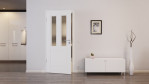 Front-Milieubild von HUGA Innentür Kontur 3 Weißlack Classic mit Lichtausschnitt LA
