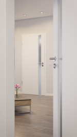 CloseUp-Stilwelt von HUGA Innentür Smart 1 Weißlack Concept mit Lichtausschnitt Schlossseite