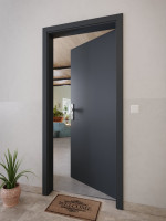 CloseUp-Milieuansicht von Anthrazit RAL 7016 Basic Lack Wohnungseingangstür - Huga
