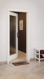 CloseUp-Milieuansicht von GARANT Wohnungseingangstür W980ST15 Platinweiß GHK08 mit Lichtausschnitt LA-2