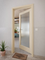 CloseUp-Milieuansicht von GARANT Wohnungseingangstür Authentic Sand CePaL mit Lichtausschnitt LA-3