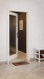 CloseUp-Milieuansicht von GARANT Wohnungseingangstür Weißlack 9010 GHK08 mit Lichtausschnitt LA-3