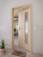 CloseUp-Milieuansicht von GARANT Wohnungseingangstür Authentic Achat GCK08 mit Lichtausschnitt LA-4 bandseitig