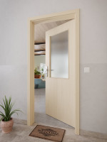 CloseUp-Milieuansicht von GARANT Wohnungseingangstür Authentic Sand CePaL mit Lichtausschnitt LA-6
